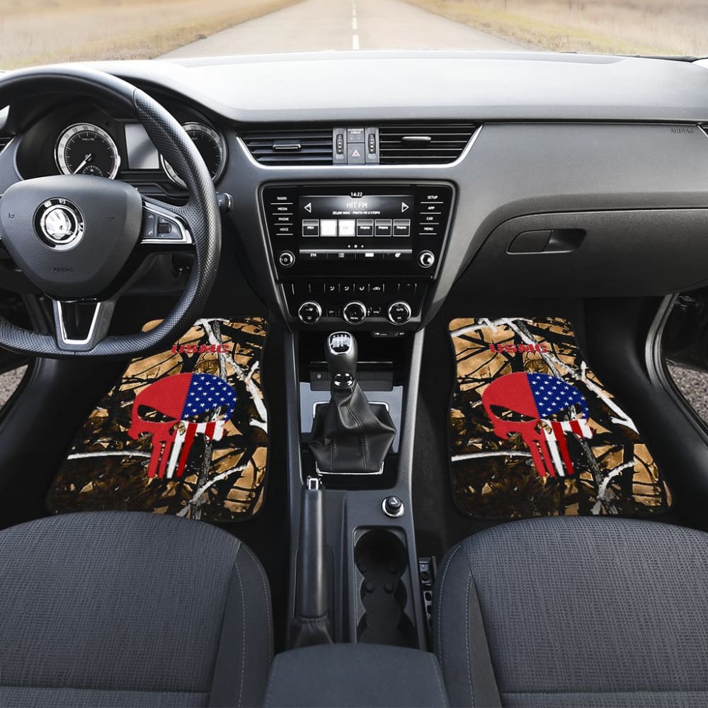 Outshine Camouflage US Marine Corps Custom American Flag Punisher Car Floor Mats