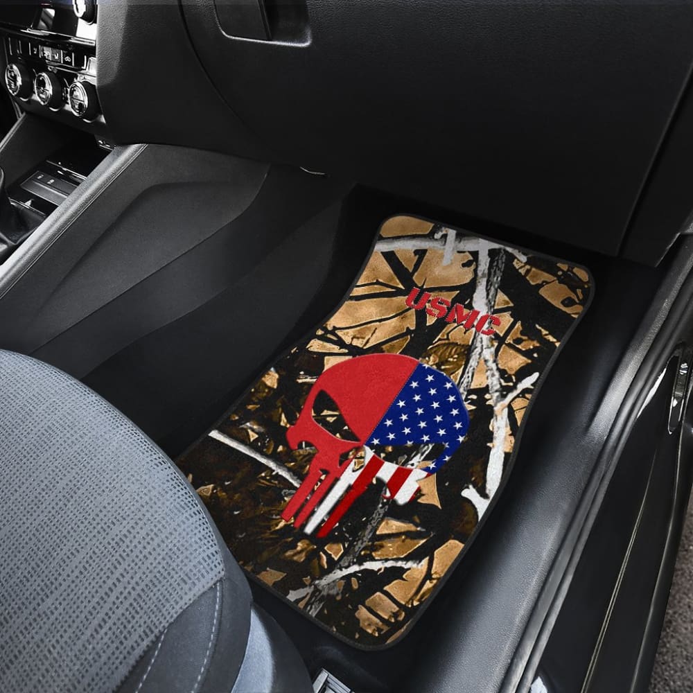 Outshine Camouflage US Marine Corps Custom American Flag Punisher Car Floor Mats