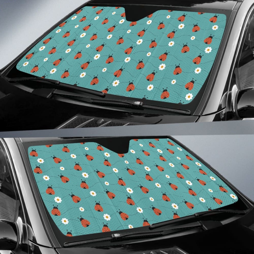 Amazing Gift Idea Ladybug Love Pattern Car Auto Sun Shade