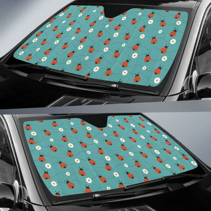Amazing Gift Idea Ladybug Love Pattern Car Auto Sun Shade