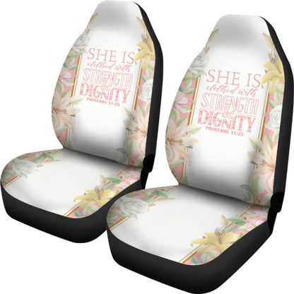 Proverbs: She Is Clothed With Strength And Dignity Car Seat Covers