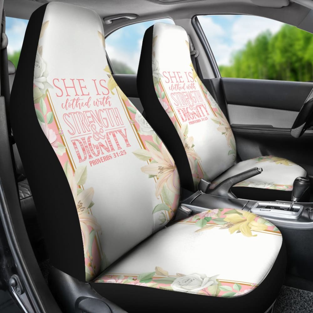 Proverbs: She Is Clothed With Strength And Dignity Car Seat Covers
