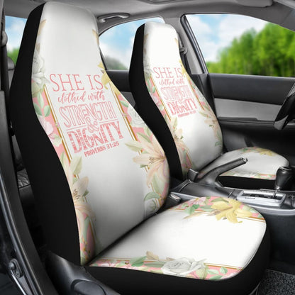 Proverbs: She Is Clothed With Strength And Dignity Car Seat Covers