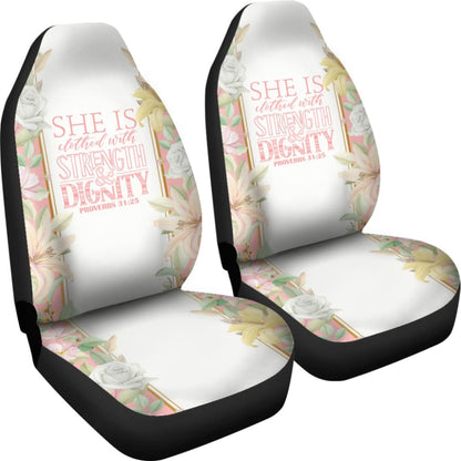 Proverbs: She Is Clothed With Strength And Dignity Car Seat Covers