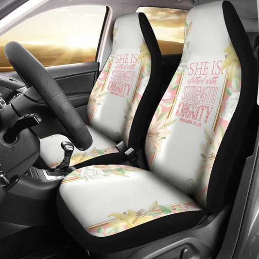 Proverbs: She Is Clothed With Strength And Dignity Car Seat Covers