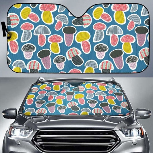 Colorful Mushroom Design Pattern Car Auto Sun Shades