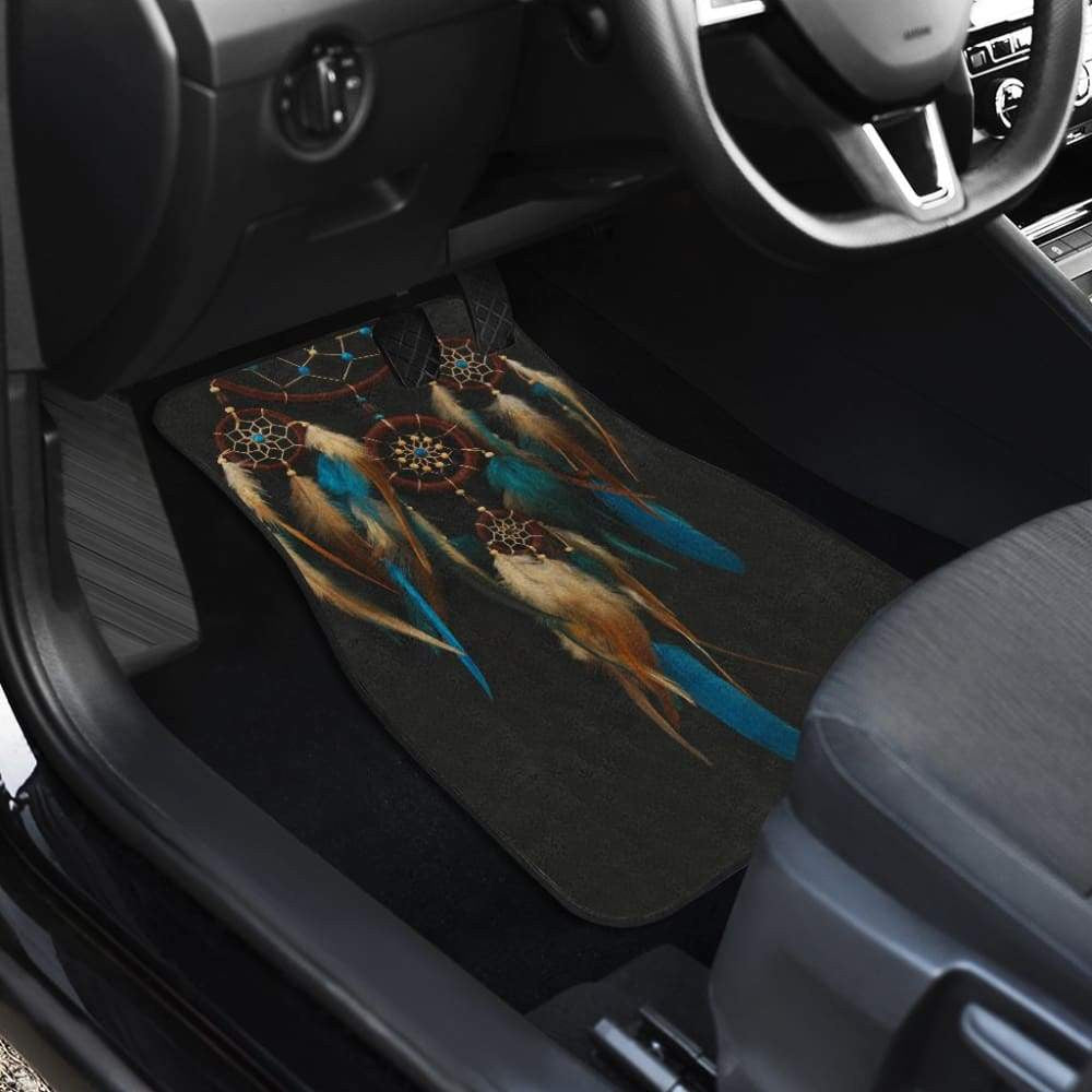 Native Dreamcatcher Blue Feather Car Floor Mats
