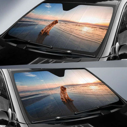 Dog Dusk Beach Seashore HdK Car Sun Shade