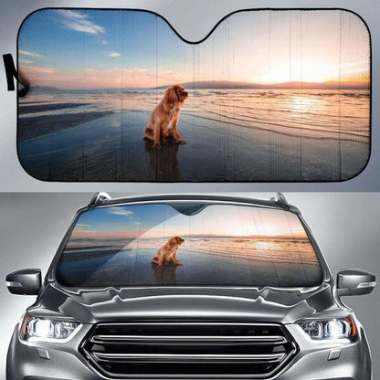Dog Dusk Beach Seashore HdK Car Sun Shade