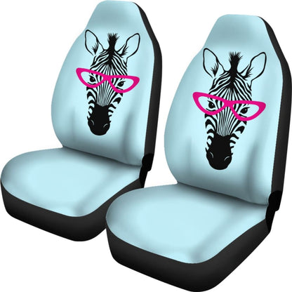 Zebra Wear Pink Glasses Car Seat Covers