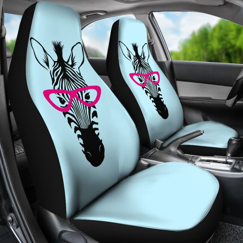 Zebra Wear Pink Glasses Car Seat Covers