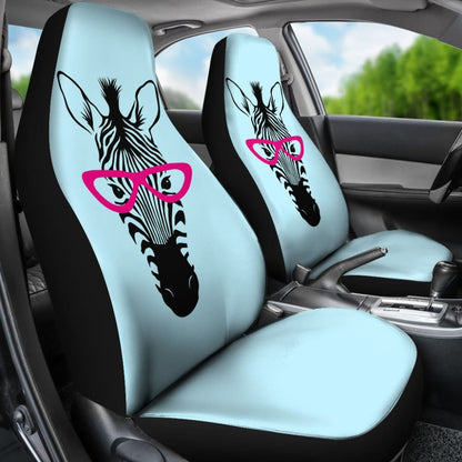 Zebra Wear Pink Glasses Car Seat Covers