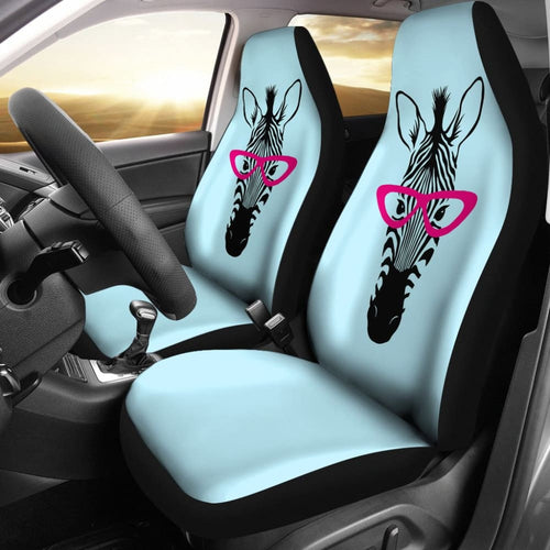 Zebra Wear Pink Glasses Car Seat Covers