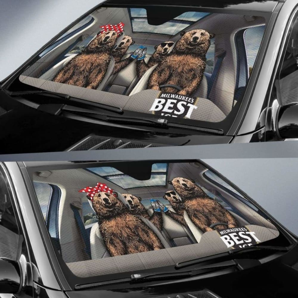 Family Bear Drink Beer Mil'S Best Ice Car Sun Shade Funny