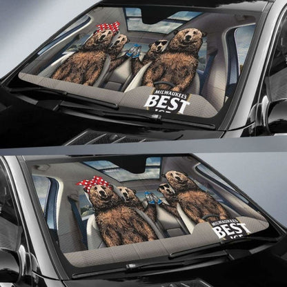 Family Bear Drink Beer Mil'S Best Ice Car Sun Shade Funny