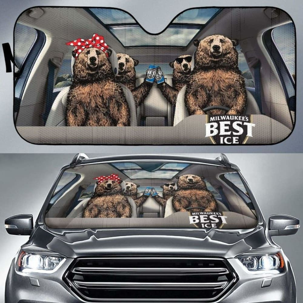 Family Bear Drink Beer Mil'S Best Ice Car Sun Shade Funny