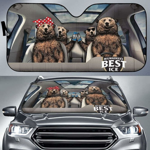 Family Bear Drink Beer Mil'S Best Ice Car Sun Shade Funny