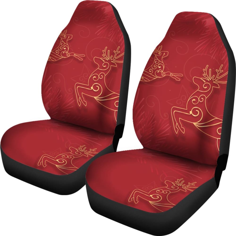 Christmas Reindeer And Pine Tree Pattern Car Seat Covers