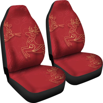 Christmas Reindeer And Pine Tree Pattern Car Seat Covers