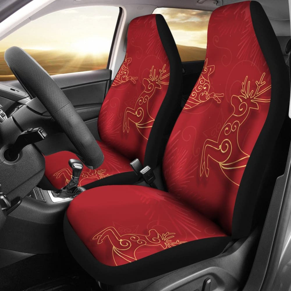 Christmas Reindeer And Pine Tree Pattern Car Seat Covers