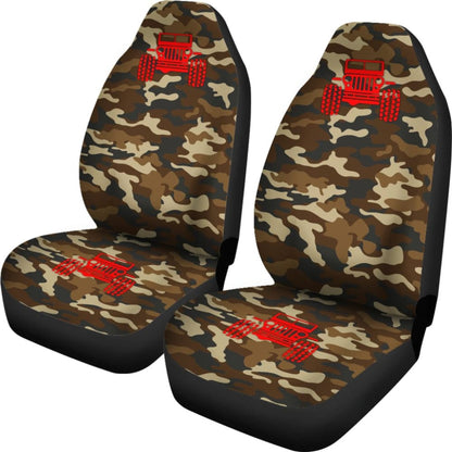Dark Orange Camouflage Color Dark Blue Jeep Car Seats Covers