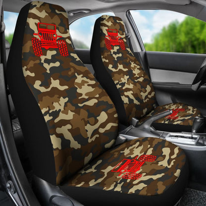 Dark Orange Camouflage Color Dark Blue Jeep Car Seats Covers