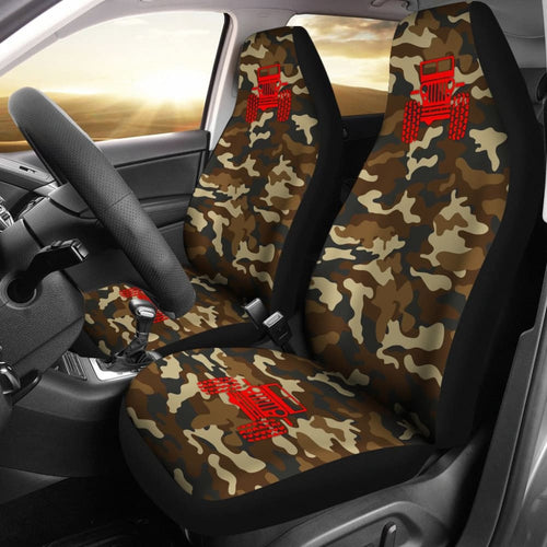 Dark Orange Camouflage Color Dark Blue Jeep Car Seats Covers