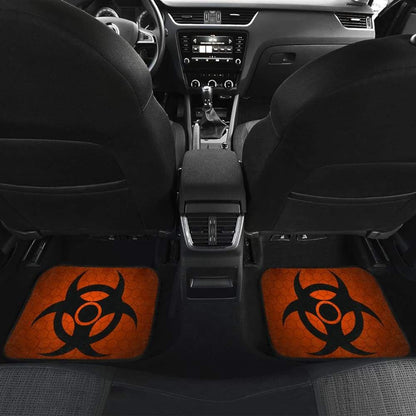 Black Biohazard Warning Orange Background Car Floor Mats