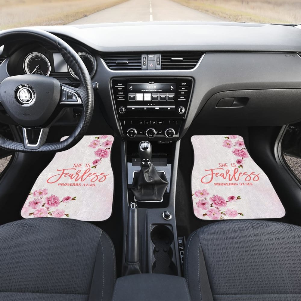 Proverbs: She Is Fearless Custom Pink Flowers Themed Car Floor Mats