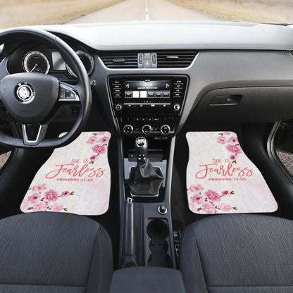 Proverbs: She Is Fearless Custom Pink Flowers Themed Car Floor Mats