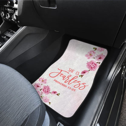 Proverbs: She Is Fearless Custom Pink Flowers Themed Car Floor Mats