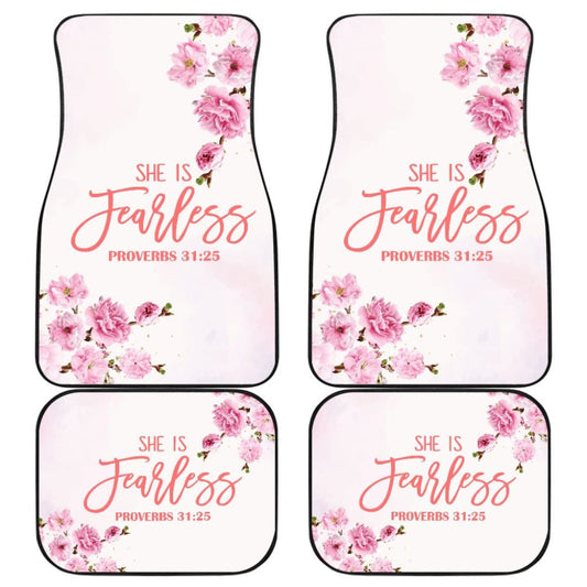 Proverbs: She Is Fearless Custom Pink Flowers Themed Car Floor Mats