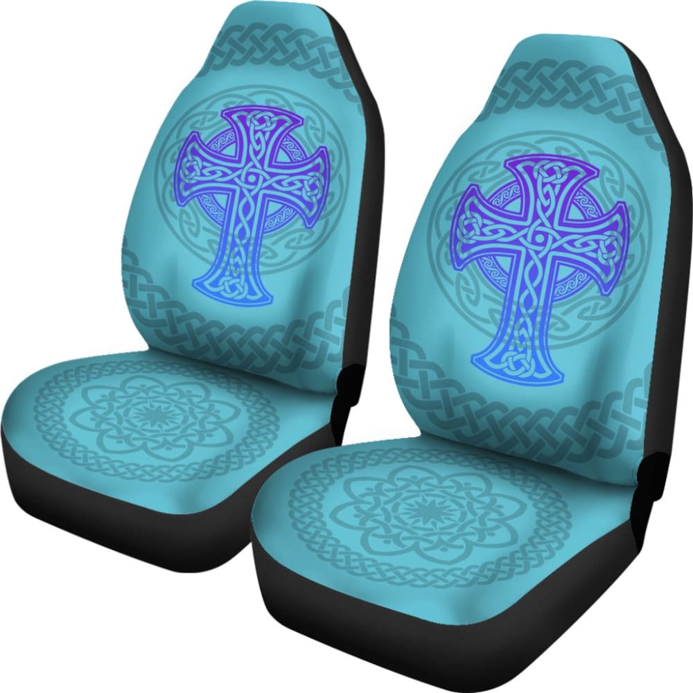 Celtic Cross Car Seat Covers Knot Circle Set Light Of Blue