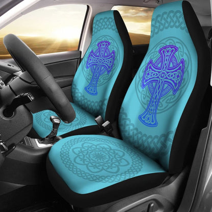 Celtic Cross Car Seat Covers Knot Circle Set Light Of Blue