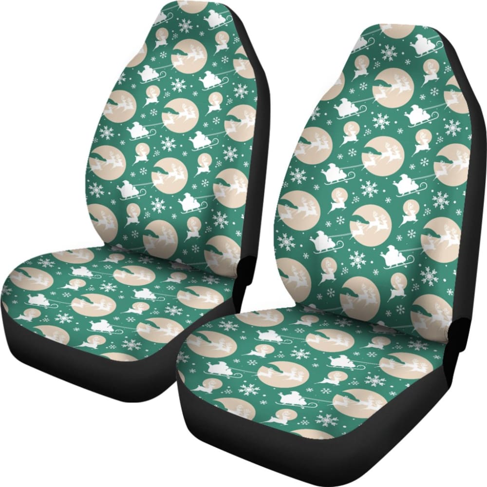 Santa Claus And Reindeer In Christmas Night Car Seat Covers
