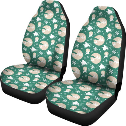 Santa Claus And Reindeer In Christmas Night Car Seat Covers