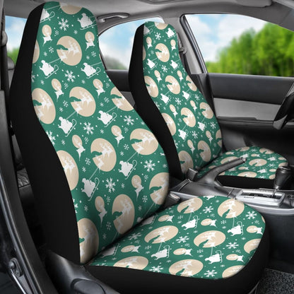 Santa Claus And Reindeer In Christmas Night Car Seat Covers