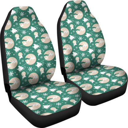 Santa Claus And Reindeer In Christmas Night Car Seat Covers