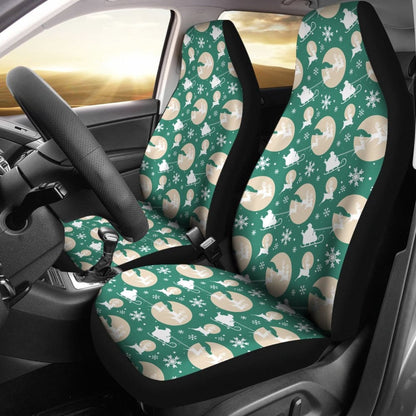 Santa Claus And Reindeer In Christmas Night Car Seat Covers