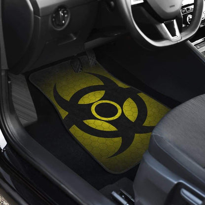 Black Biohazard Warning Yellow Background Car Floor Mats