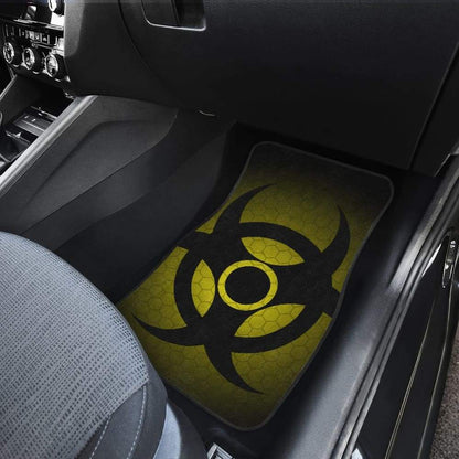 Black Biohazard Warning Yellow Background Car Floor Mats
