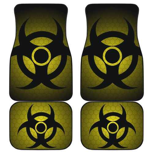 Black Biohazard Warning Yellow Background Car Floor Mats