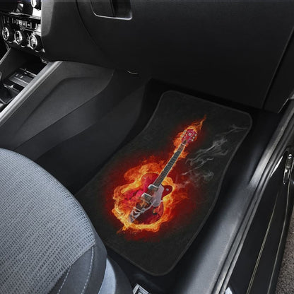 Be Unique With Electric Guitar Burned In Flaming Flower Car Floor Mats