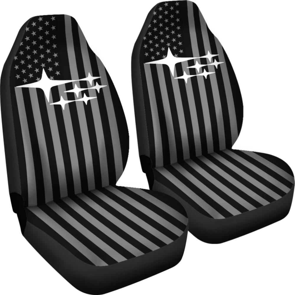 Subaru Mixed Black And White American Flag Car Seat Covers