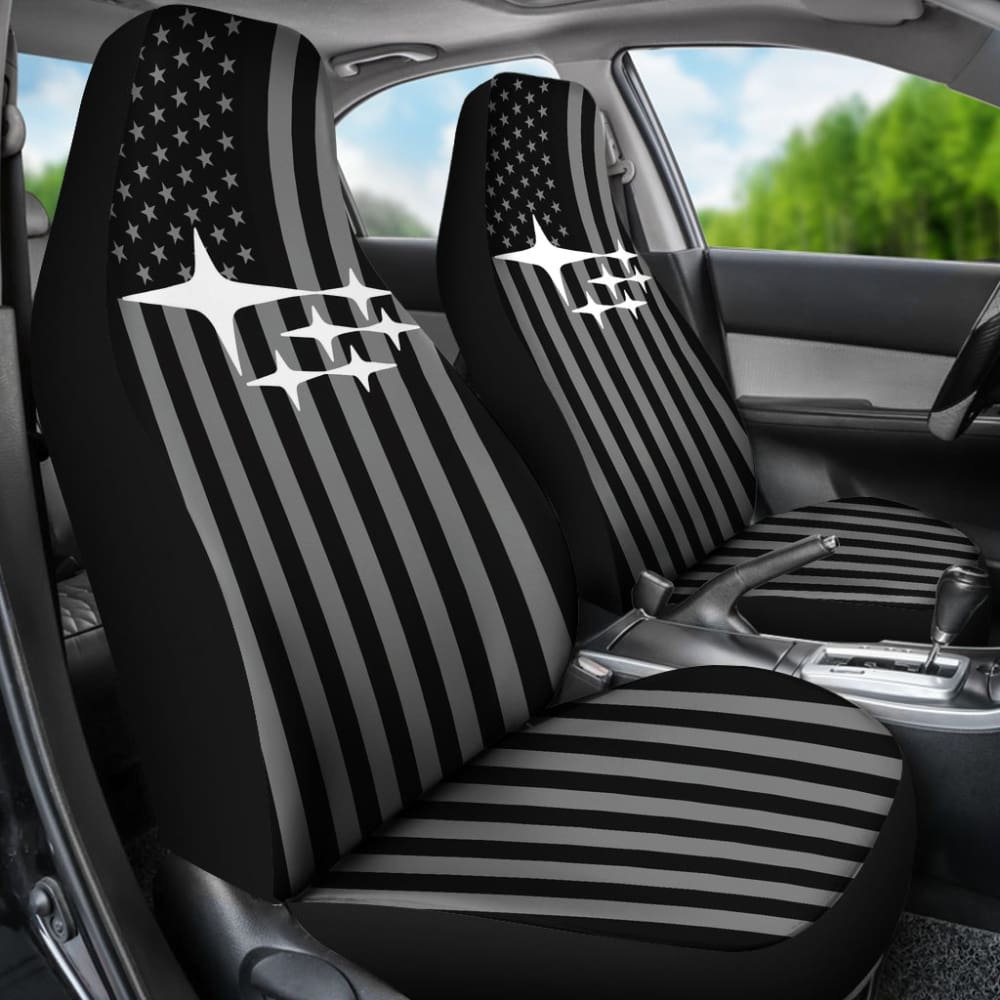 Subaru Mixed Black And White American Flag Car Seat Covers