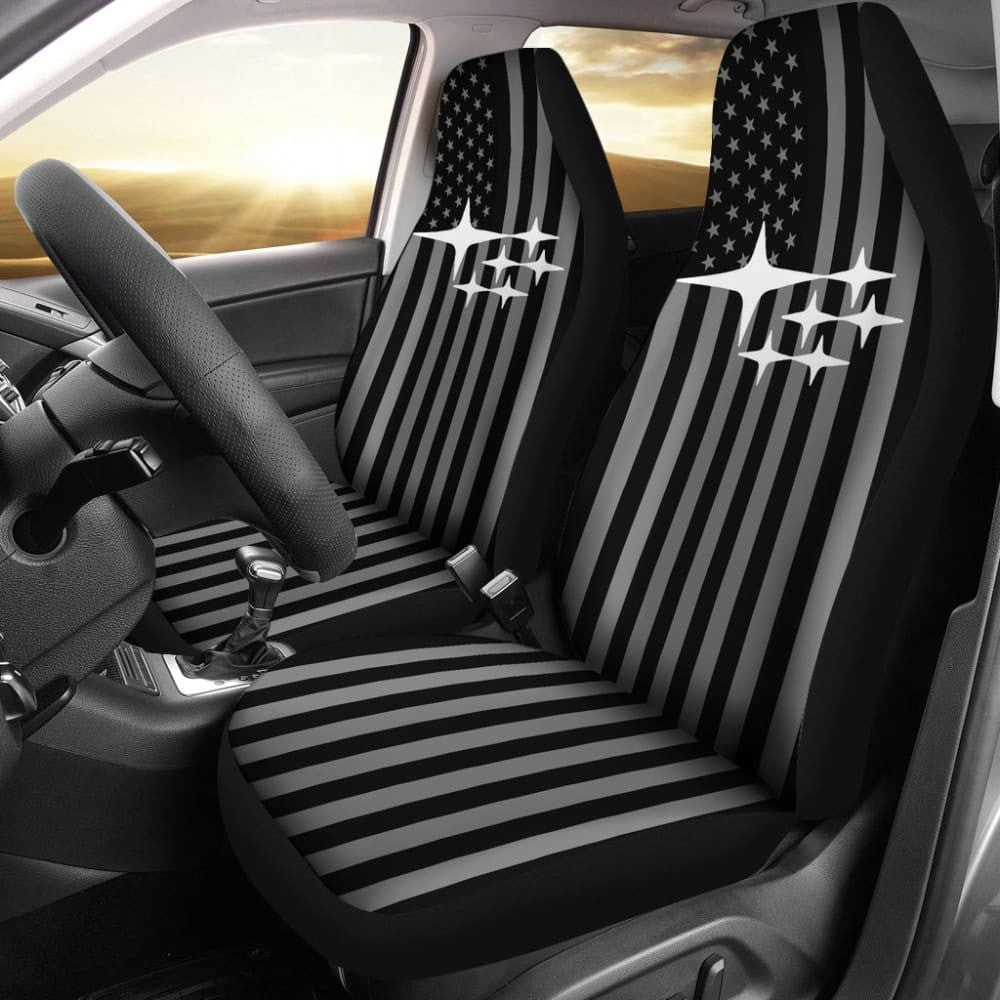 Subaru Mixed Black And White American Flag Car Seat Covers