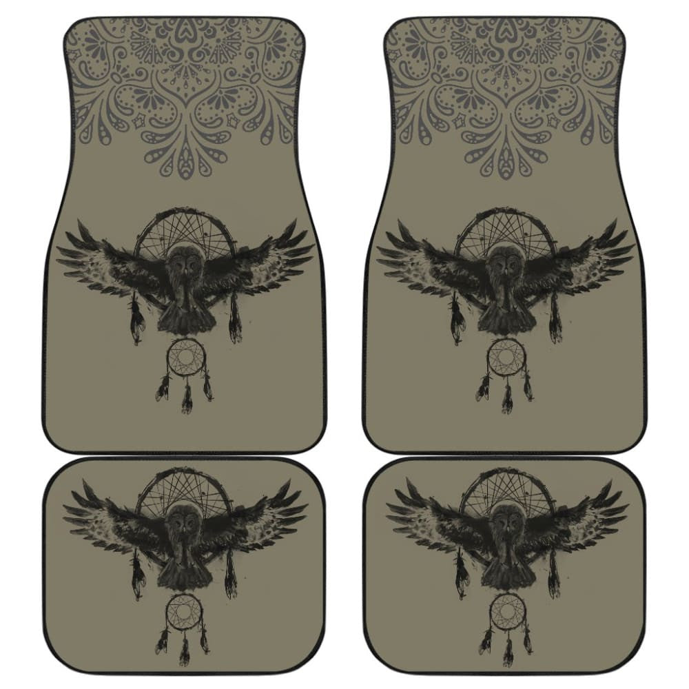 Dark Owl Dreamcatcher Native American Car Floor Mats