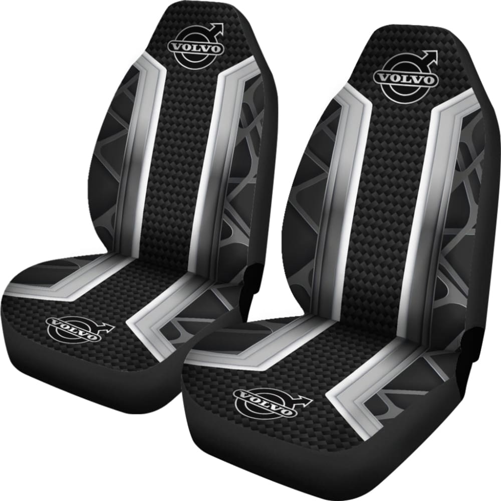 Amazing Volvo Silver Black Themed Printed Car Seat Covers