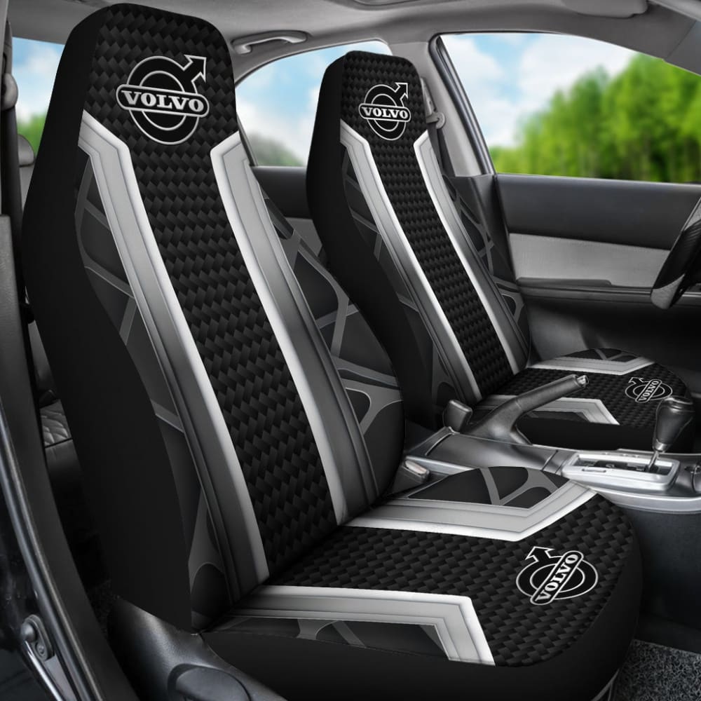 Amazing Volvo Silver Black Themed Printed Car Seat Covers