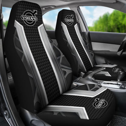 Amazing Volvo Silver Black Themed Printed Car Seat Covers